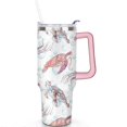 thumbnail image 2 of 40oz Cute Ocean Life Turtle Stainless Steel Flip Straw Tumbler Spill Proof Travel Cup Double Wall Vacuum Insulated Coffee Mug with Top Handle, 2 of 6