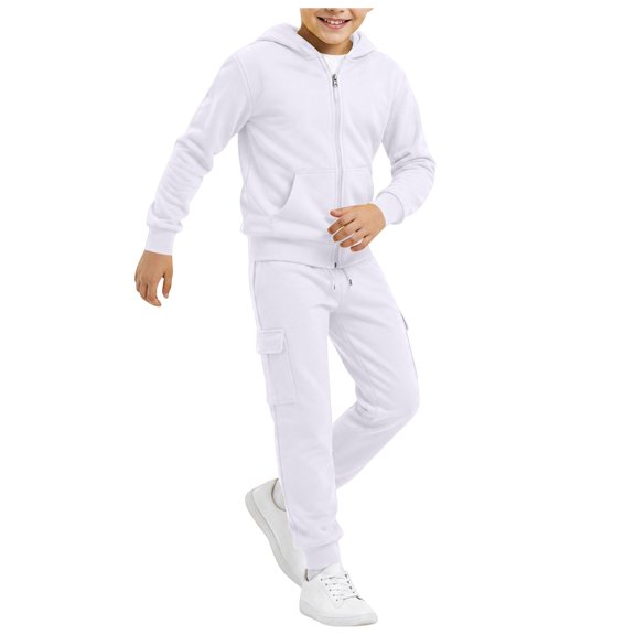 Boys Sweatsuit Boy 2 Piece Outfit Kids Tracksuit Zip Up Hooded Sweatshirt Athletic Jogger Sweatpants 2T-14T