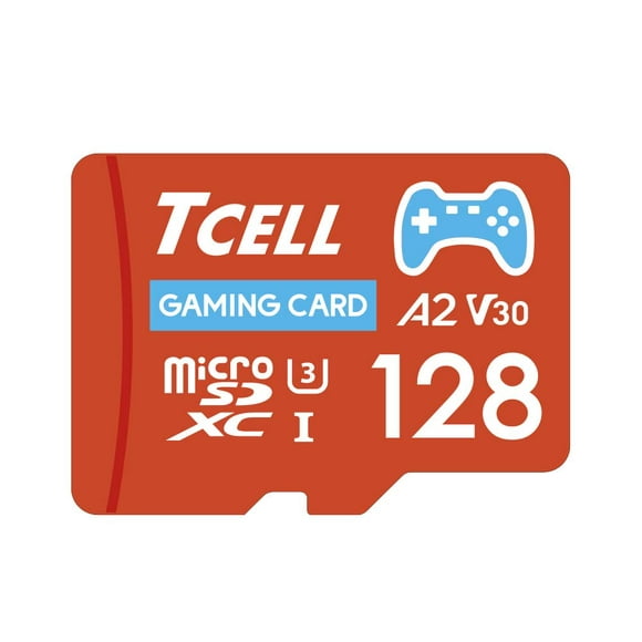 TcELL gaming 128gB Micro SD card, Nintendo Switch SD card, microSDXc A2 USH-I U3 V30 Read 100MBs Write 80MBs with Adapter, Designed for gaming consoleA