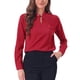 thumbnail image 1 of Blusa elegante de trabajo para mujer con cuello simulado plisado y decoración de perlas en color burdeos, 1 of 5