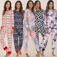 thumbnail image 2 of Conjunto de pijamas con estampado para mujer, ropa de estar por casa, traje de casa con teñido anudado, para otoño, Halloween y Navidad, 2 of 4