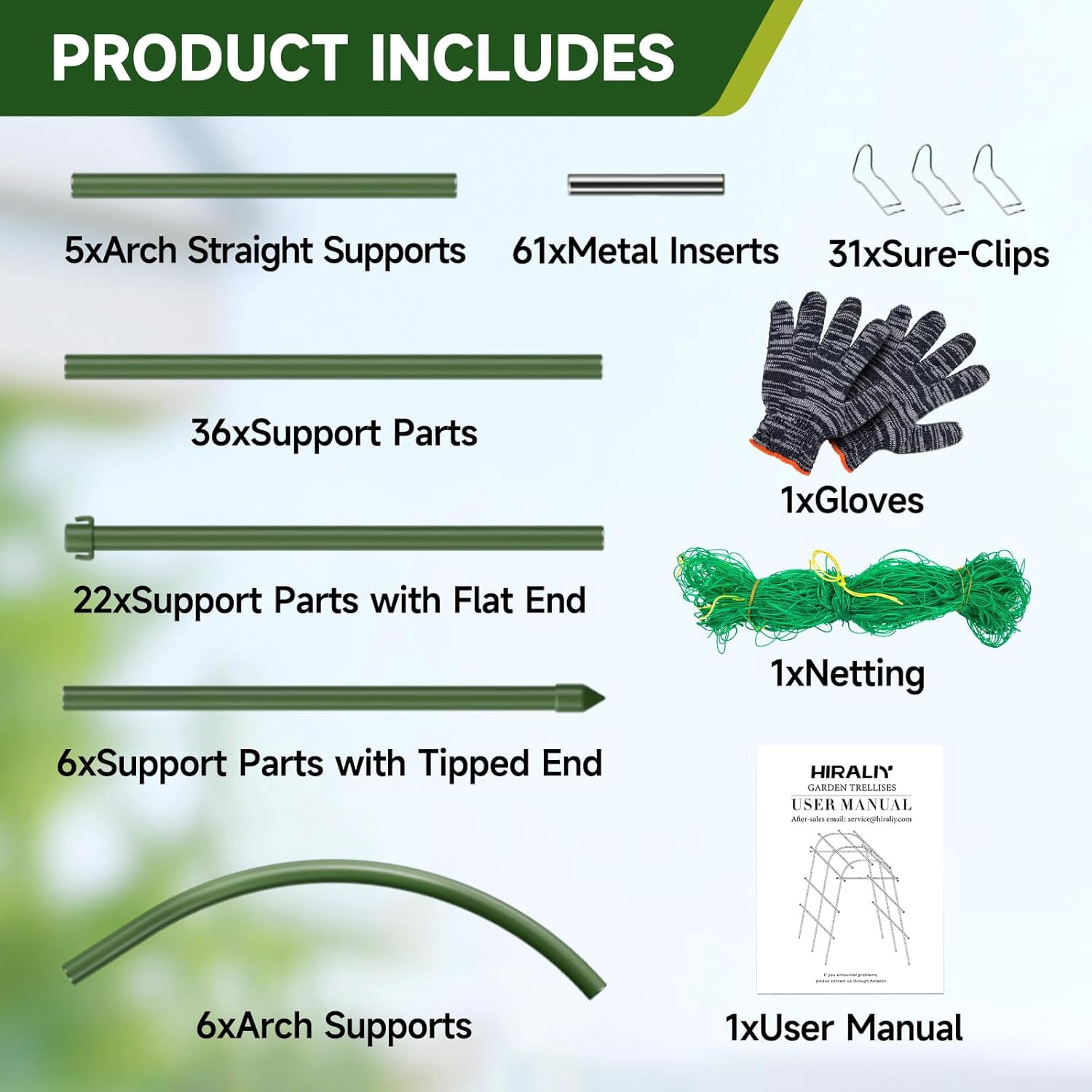 Garden Arch Trellis for Climbing Plants, 6.3ft Tall Heavy Duty Metal Cucumber Trellis, Rustproof Plant Support Tunnel for Tomato, Grape, Bean, Raised Bed and Vegetable Gardens, Green