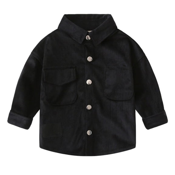 JFOPQVSM Toddler Boys Corduroy Solid Color Shirts Jacket Long Sleeve Button Down Pockets Blouse Outwear Fall Clothes