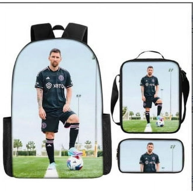 Soccer Star Printed Backpack Three-piece Set, Youth School Bag, Student Backpack-SinKeeU
