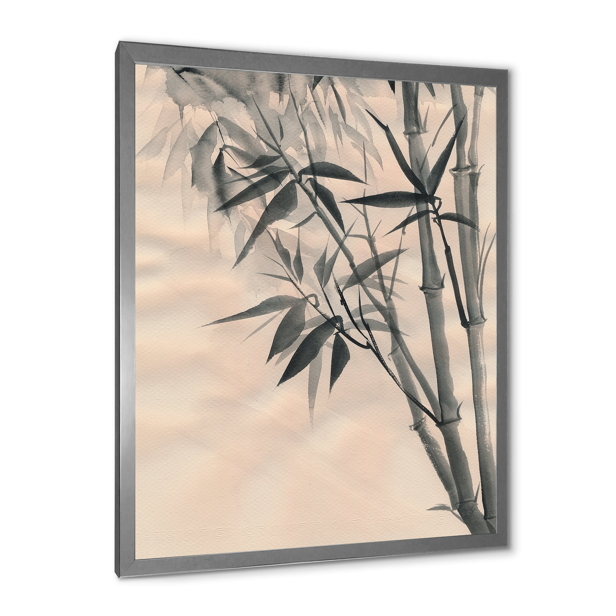Designart 'Vintage Black and White Bamboo I' Traditional Framed Art Print