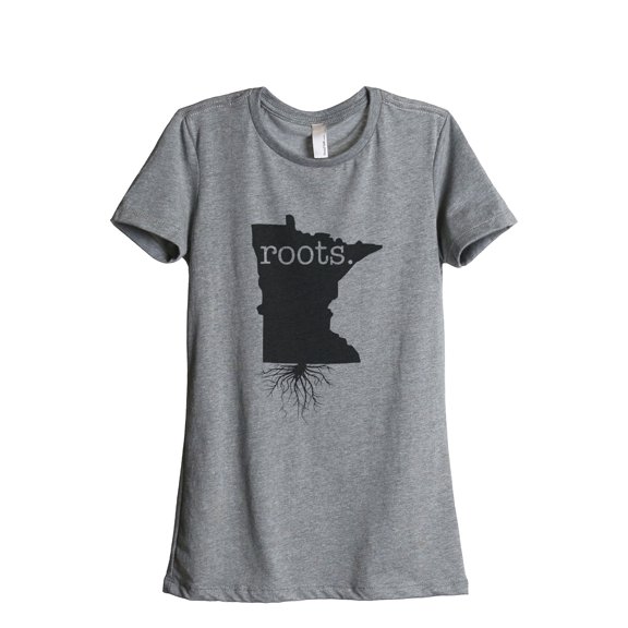 Thread Tank Home Roots State Minnesota MN Women's Relaxed Crewneck T-Shirt Tee Heather Grey Small