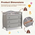 thumbnail image 3 of ELLEGHT 3-Drawer Dresser Changer, Changing Table, Nursery Dresser with Safety Belt, Guardrails & Changing Top for Baby Nursery in Gray, 3 of 8