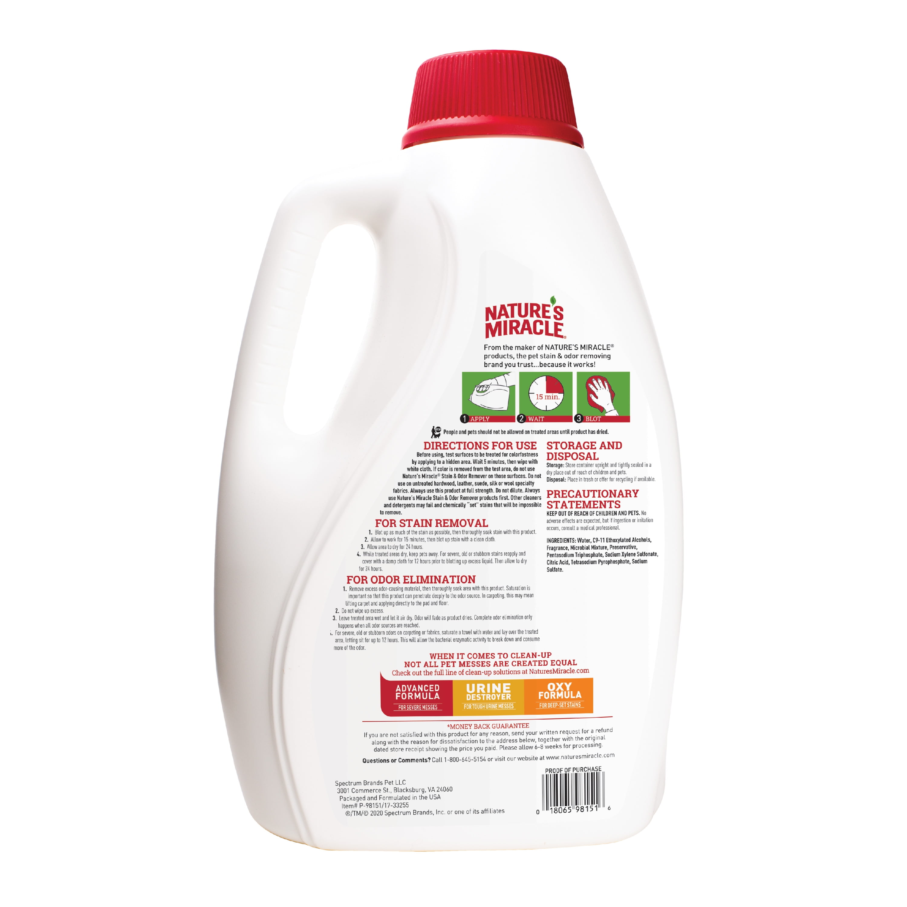 Nature s Miracle Dog Stain and Odor Remover for Carpet Hard Floors Fabric and Furniture 1 gal. Walmart