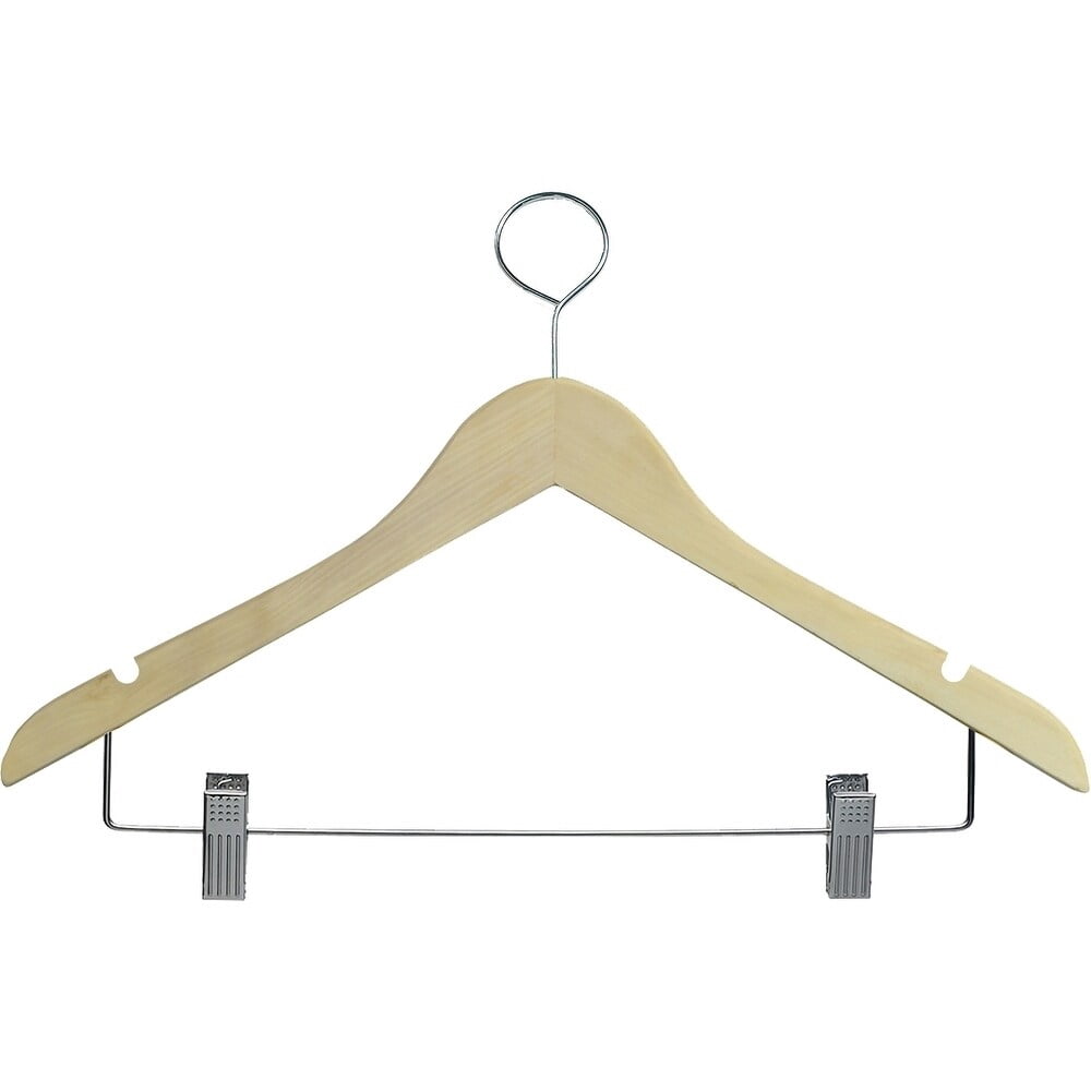 Wooden Closed Loop Security Hangers for Hotels and Hospitality, High Quality Anti-Theft Security Hangers Cherry Finish w/ Bar .5" (Box of 25)