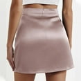 thumbnail image 6 of Womens Mini Skirts Elastic High Waisted Skirts Stain A-Line Skirt (Rose Gold XS), 6 of 7