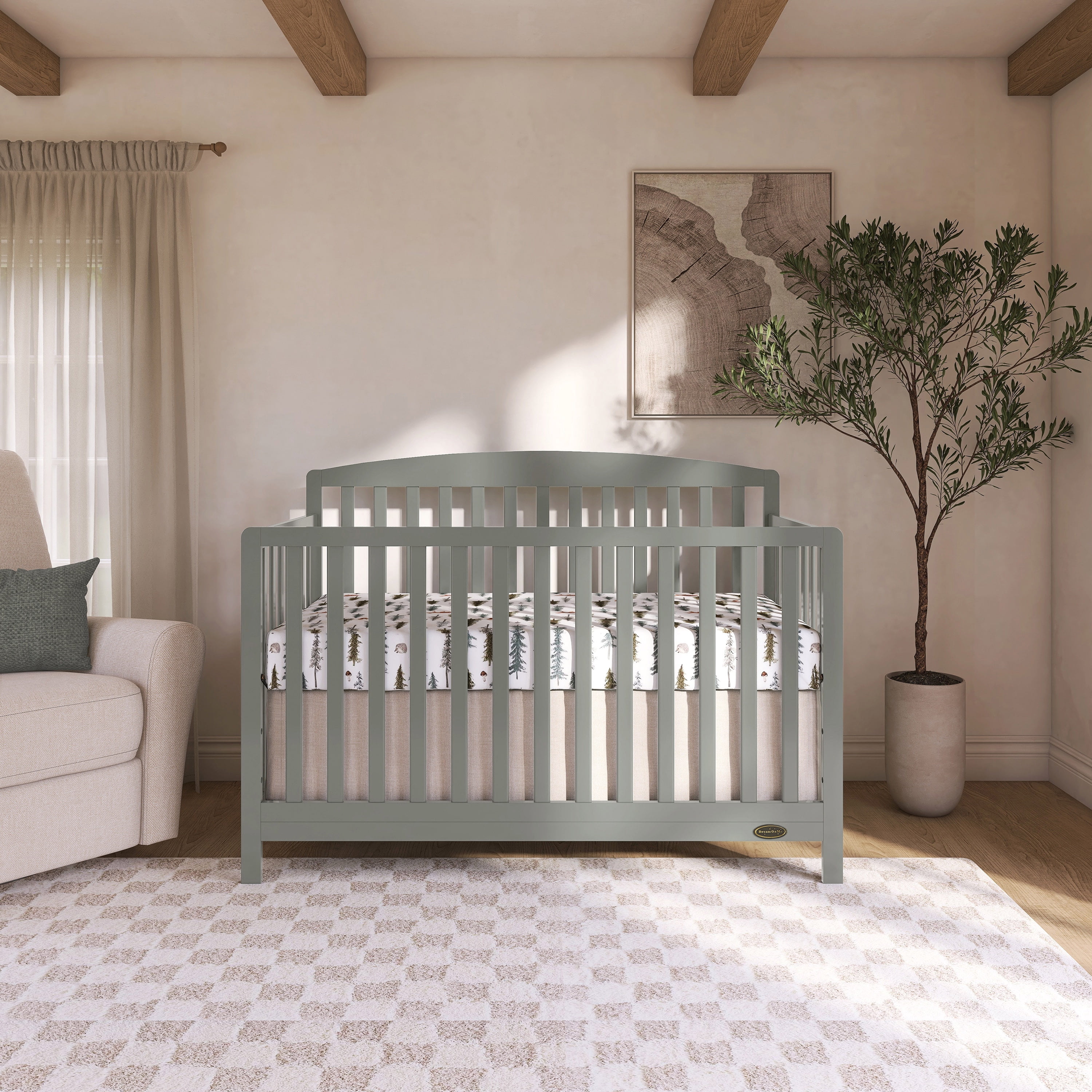Nursery Bundle, Dream On Me Odelle 5 in 1 Crib in Sea Grass and Crib & Toddler Mattress Bundle