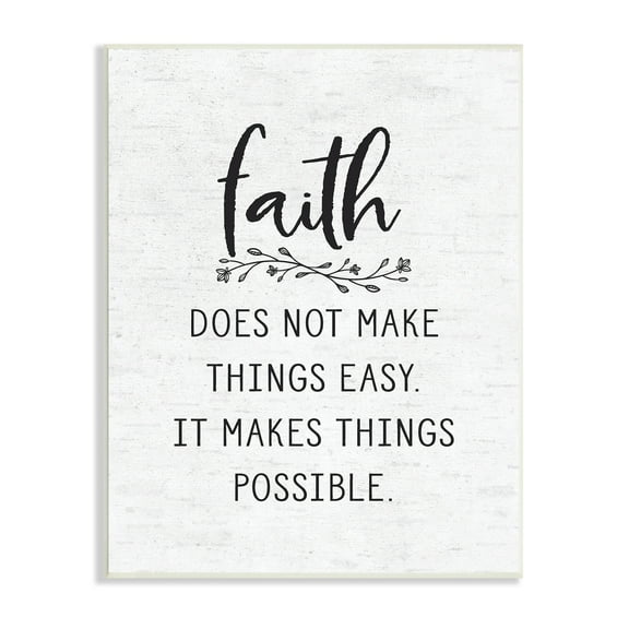 Stupell Industries Encouraging Faith Quote Rustic Botanical Sprig Design Graphic Art Unframed Art Print Wall Art, Design by Lettered and Lined
