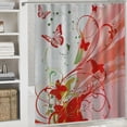 thumbnail image 6 of Chilfamy  Orange and Pink Shower Curtain, Warm Colors Victorian Style Arrangement of Swirls and Lines, Cloth Fabric Bathroom Decor Set with Hooks, Vermilion and Pale Pink White, 6 of 7