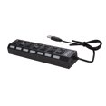 thumbnail image 1 of Concentrador USB JDL-A7 de 7 puertos con interruptores independientes y LED indicadores, diseño compacto y funcional para alta velocidad de transferencia USB 2.0., 1 of 6