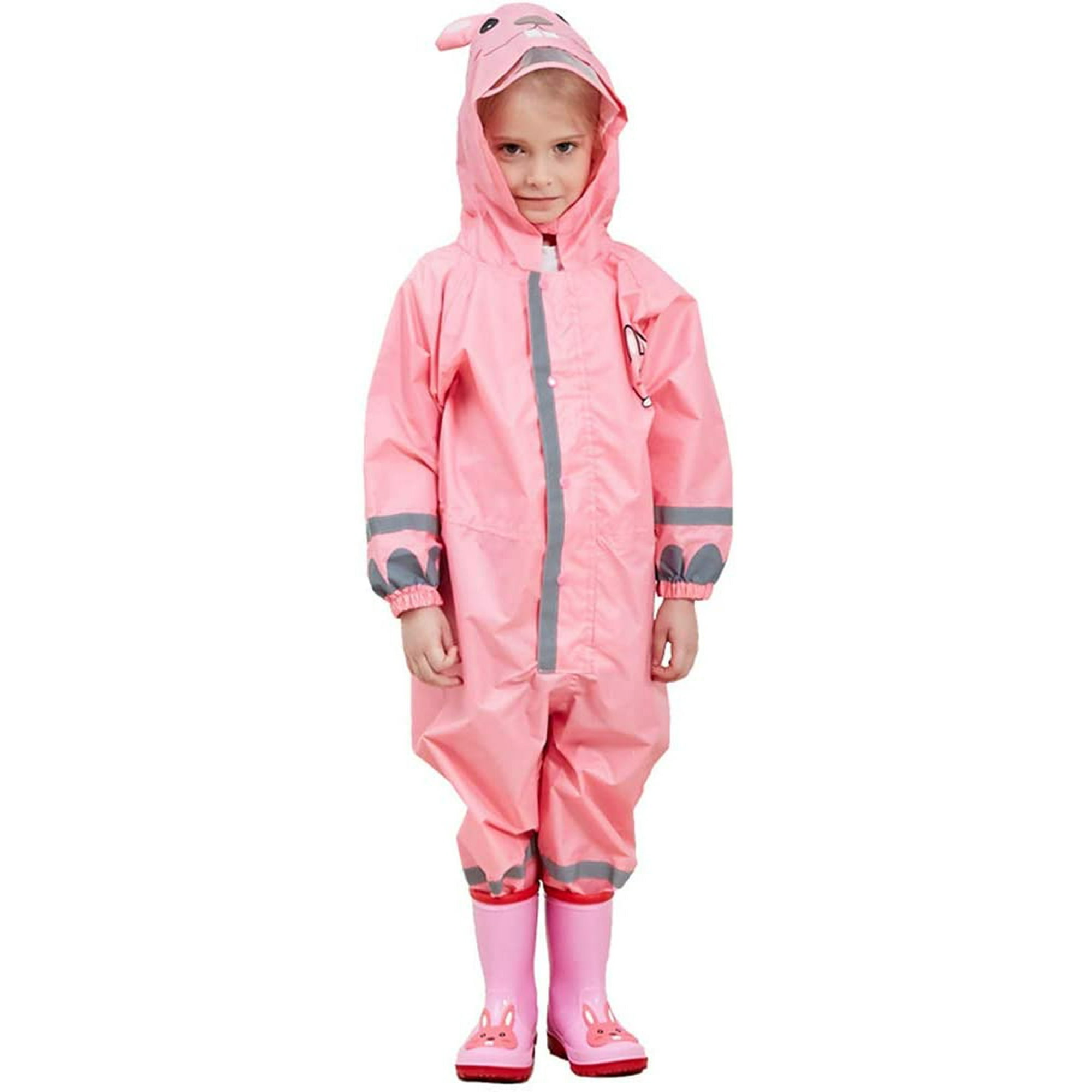 Kids Raincoat Breathable Rainwear Waterproof Raincoat for Children Boys Girls Students Rainsuit Hooded High Visibility Reflective Raincoat