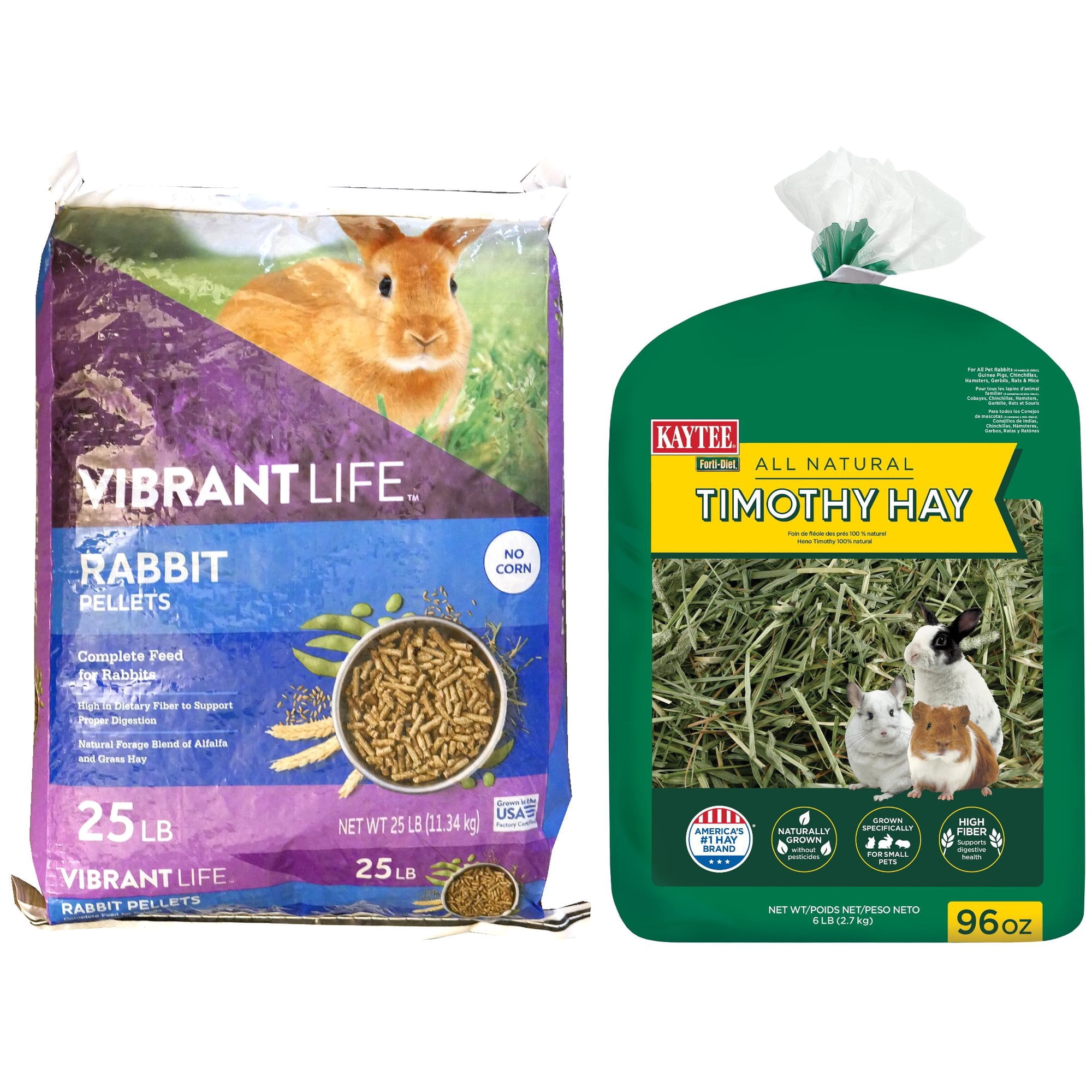 Vibrant Life 25LB Premium Rabbit Diet + Kaytee Timothy Hay