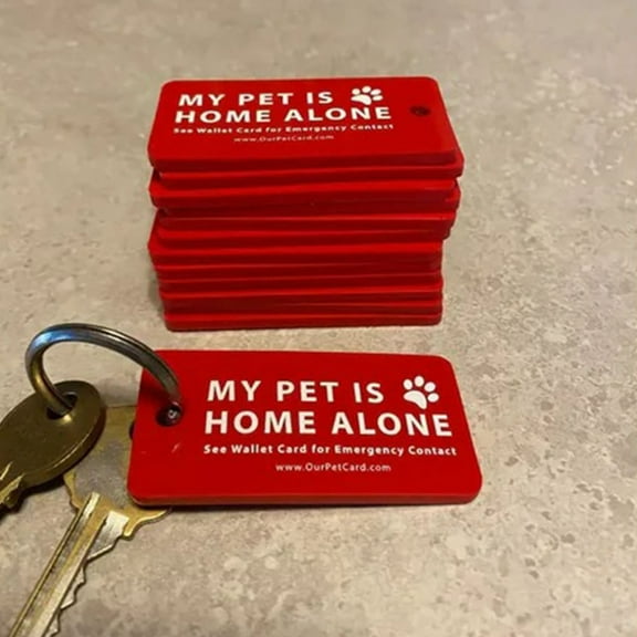 Nsxcdh Pet Home Alone Keychain,Dog Cat Safety Card,Notice Tag,Easy Attach,Gift for Owners,Peace of Mind