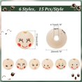 thumbnail image 2 of 90pcs Smile Face Wooden Beads 6 Styles 20mm Natural Wood Beads Loose Beads Head Beads Spacer Beads for DIY Key Chain Bracelet Necklace Jewelry Macrame Hair Crafts, Hole 4.7mm, 2 of 6
