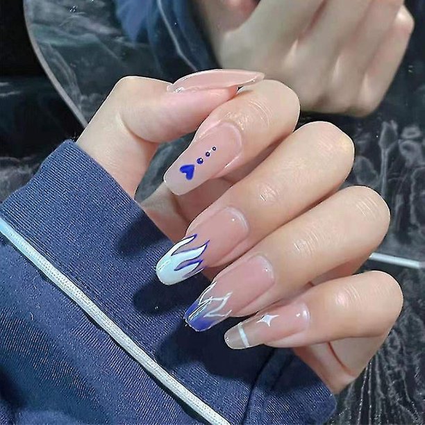24 Uds. Uñas postizas de estilo dulce, párrafo corto/largo, extraíbles