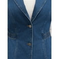 thumbnail image 5 of DARING DIVA Women's Denim Vest Elastic Waist Waistcoat Jean Jacket L Dark Blue, 5 of 7