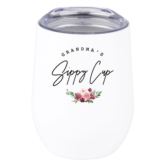 Koyal Wholesale Funny Mother's Day Wine Tumbler with Lid Grandma's Sippy Cup 12 Oz Stemless Stainless Steel Insulated