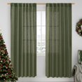 thumbnail image 1 of Cortinas LAMIT de lino con filtro de luz, 203 cm, color verde oliva, 2 paneles, 1 of 9