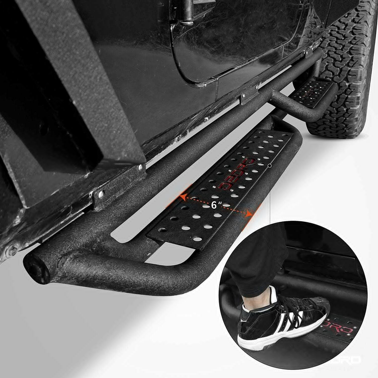 RVNI 6 in Drop Running Boards For 2007-2018 Jeep Wrangler JK 4 Door Side Steps Rails