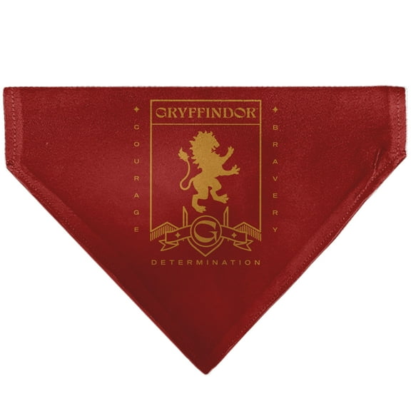 Harry Potter Pet Bandana Harry Potter Gryffindor Traits Banner and Icons Reds Yellow Slip On Collar Bandana Only