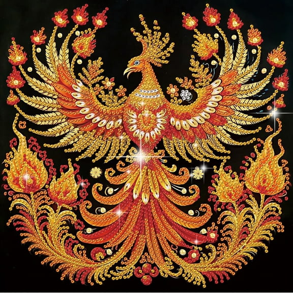5D DIY Diamond Painting Kit Fire Phoenix Color Crystal Diamond Painting Handcrafted Artwork Includes Tools, Suitable for Beginners and Adults Home Wall Decor Holiday Gift