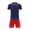 Dark Blue, variant on Toddler Kids Boys Girls Quick Dry Soccer Uniform Set Color Block Short Sleeve T-Shirt Shorts Mesh Athletic Sportswear for 2-13 Years