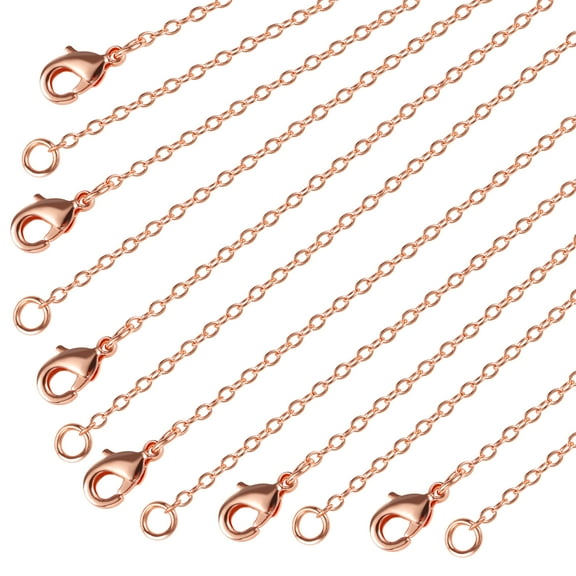 Alexcraft 12 Pack Chains for Jewelry Making, Necklace Chains Bulk 14K Rose Gold Plated Chains for Necklace Jewelry Making, 2 mm (18 Inches)
