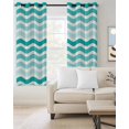thumbnail image 2 of Turquoise Striped Ombre Blackout Curtains, Light Blocking Print Window Curtains, Geometric Modern Gradient Ocean White Thermal Insulated Window Drapes for Living Room 2 Panels, 104"W x 52"L, 2 of 9
