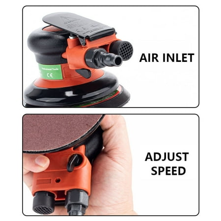 

Aibecy Pneumatic Sander 5 Inch Polishing Sanding Waxing for Car Wall Wood Paint and Rust Removal Black