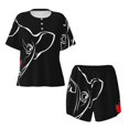 thumbnail image 3 of Lafuoo French Bulldog Pattern Women's Round Neck Short Sleeve Pajamas Set, Button Pajamas Elastic Band Pajamas Home Wear-X-Large, 3 of 9