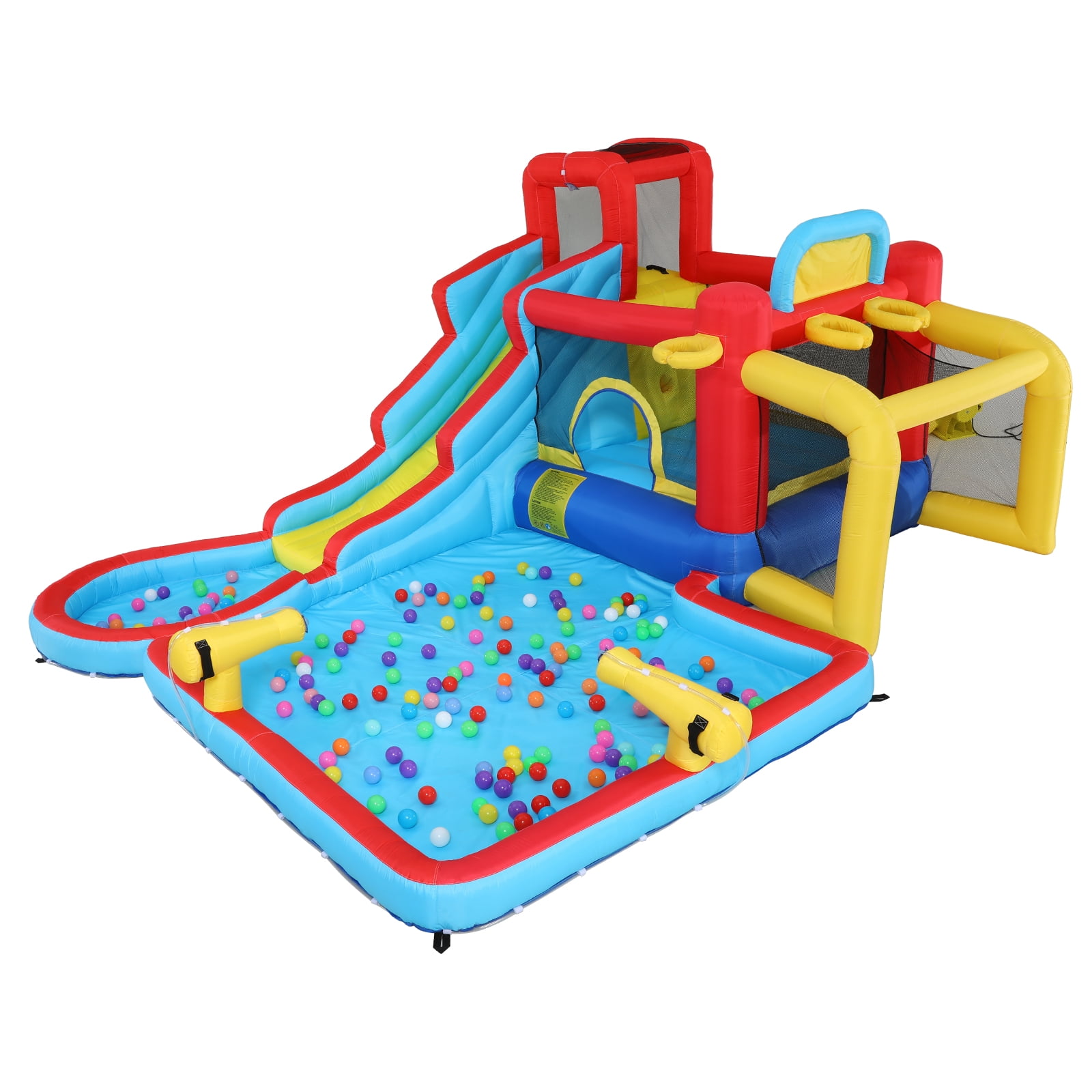 Funcid Inflatable Water Slide Bounce House for Kids, 14.6 x 11.FT Inflatable Bouncer with Pool, Jump Area, Water Slide, Climbing Wall & 620W Blower, Indoor Outdoor Play