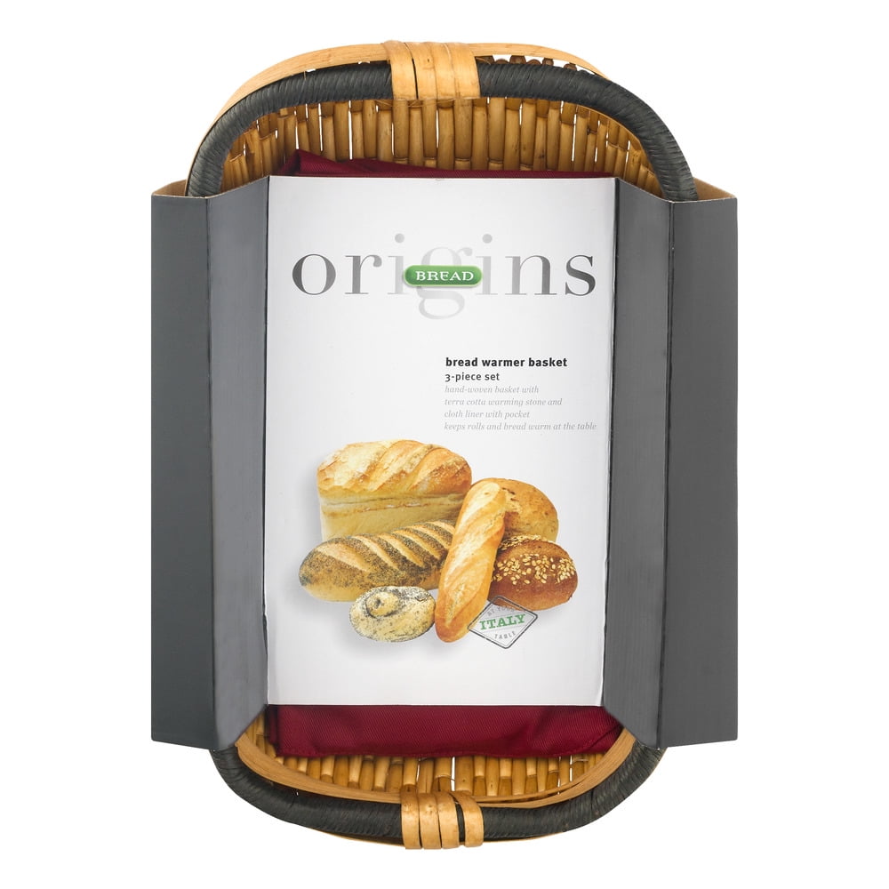 Italian Origins Bread Basket with Warming Stone Set, 3-Piece - Walmart