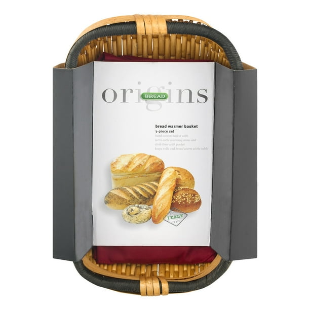 Italian Origins Bread Basket with Warming Stone Set, 3Piece Walmart