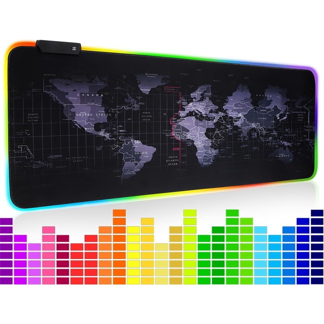 wqlpp-Extra Large RGB Gaming Mouse Pad Voice-Activated Music Rhythm Extended Soft LED Mouse Pad-12 Light Modes, Interaction and Immersion When Gaming/Music/Office/Home(31.5 x 12 Inch)