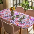 thumbnail image 3 of Spring Floral Table Cloths for 5 Foot Rectangle Tables, Retro Watercolor Flowers Leaves Plants Purple Patio Waterproof Elastic Fitted Tablecloths, Washable Rectangular Table Cover for Camping, 3 of 8