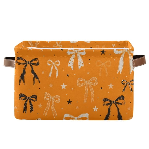 Halloween Bowknot Foldable Storage Large Fabric Storage Baskets Organizer Storage Bins with Handles for Home Office