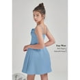 thumbnail image 3 of Vestido EXARUS para niñas con tirantes finos, capucha fruncida, azul, 10 años, 3 of 7