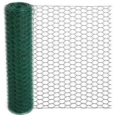 Green PVC Coated Chicken Wire for DIY Floral Centerpieces, Rabbit Fencing, Home Crafts, Sturdy Hexagonal Mesh, Garden Pest Control, Green
