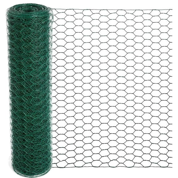 Green PVC Coated Chicken Wire for DIY Floral Centerpieces, Rabbit Fencing, Home Crafts, Sturdy Hexagonal Mesh, Garden Pest Control, Green