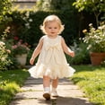 thumbnail image 4 of CAIVO Baby Girls Summer Dresses Round Neck Sleeveless Bow Detail A-Line Pure Color Knee Length Lightweight Toddler Birthday Party Dress, 4 of 8