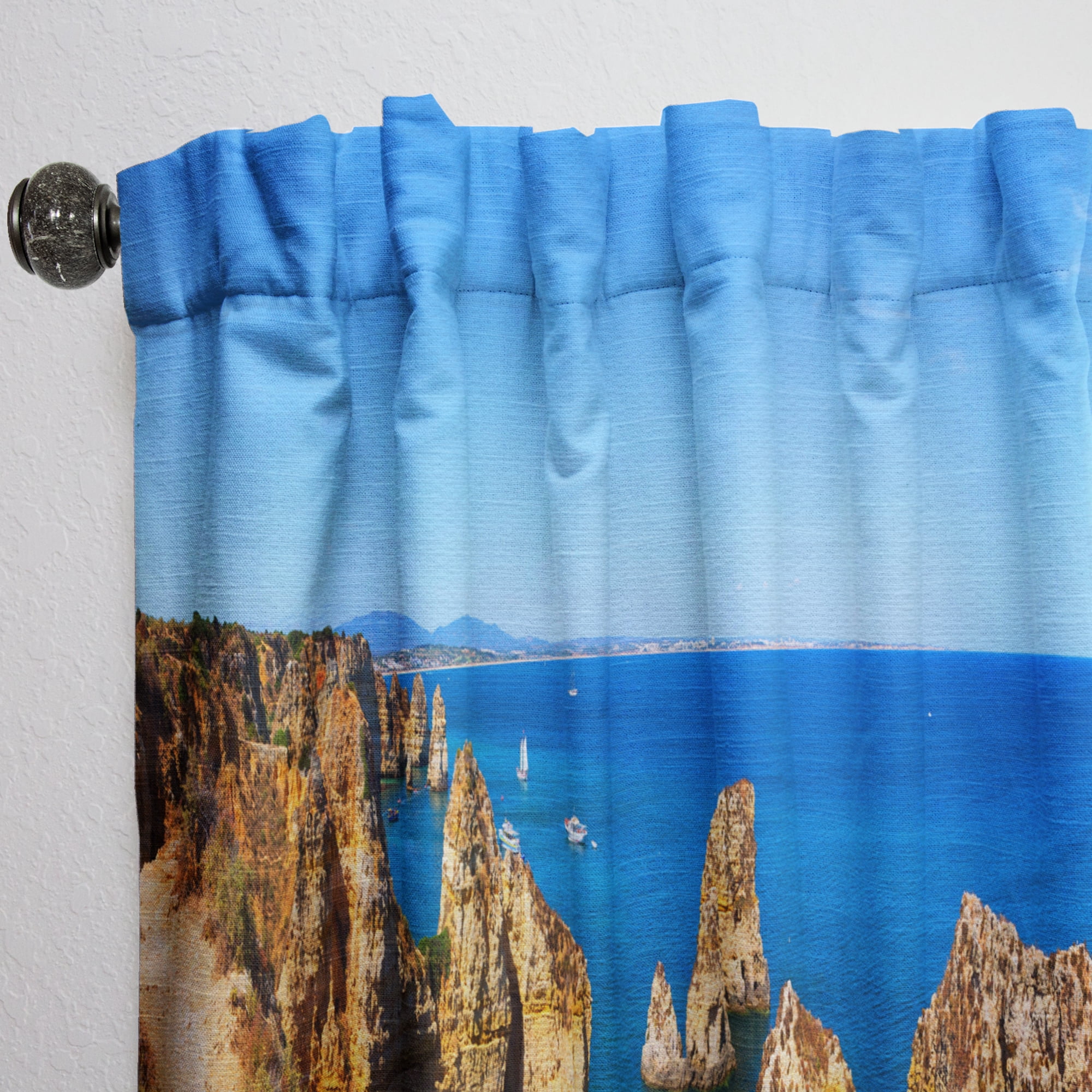 Designart 'Rocky bay in Portugal' Landscapes Curtain Panel