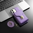 thumbnail image 5 of Nalacover Wallet Case for iPhone 12/iPhone 12 Pro,with Removable Adjustable Shoulder Strap,PU Leather Back Zipper Pocket Card Holder Stand Purse Shockproof Phone Case for Women Men,Purple, 5 of 9