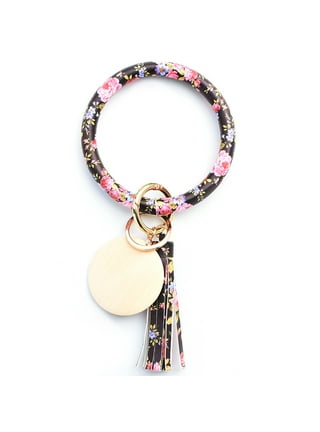 Key Ring Wristlet Keychain Silica Gel Bracelet Keychain Silicone Wristband  Round