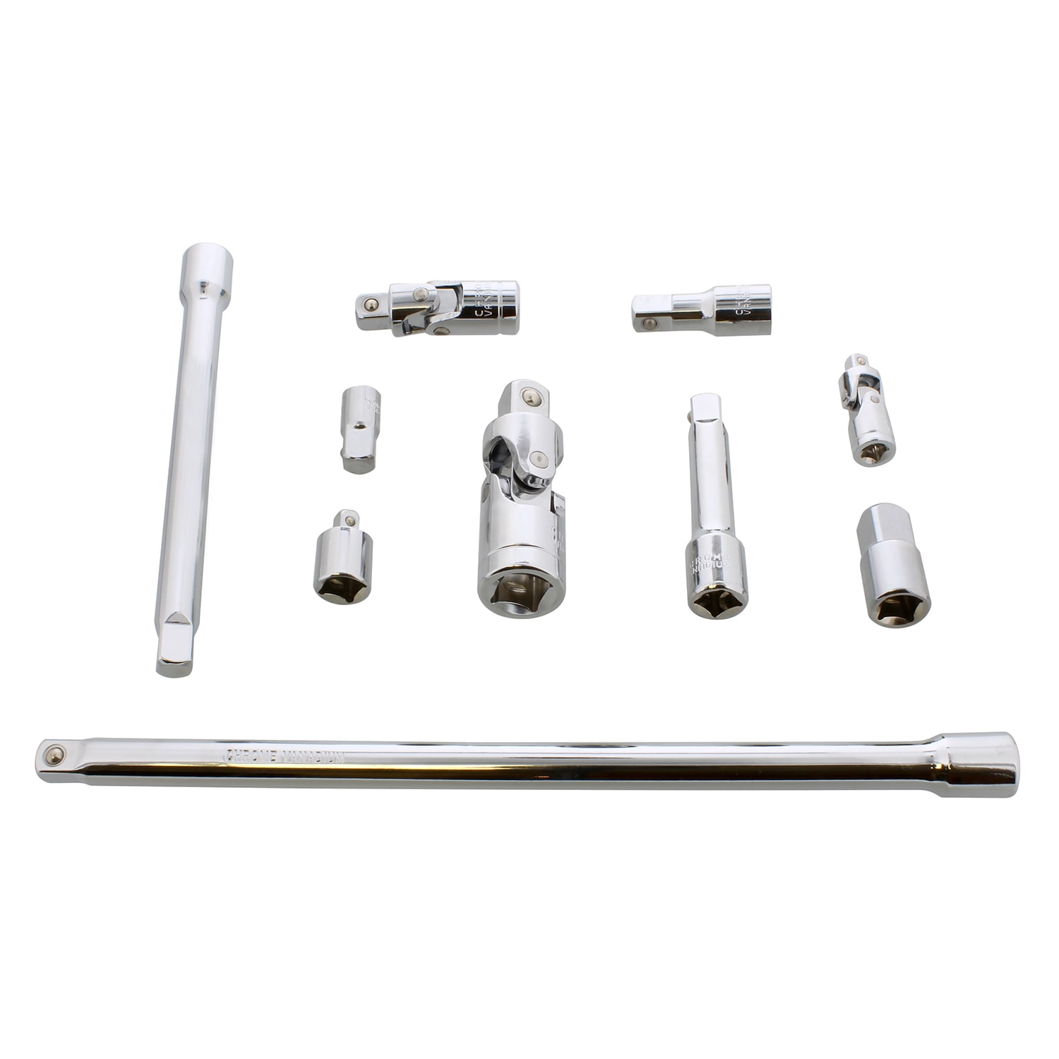ABN Socket Accessory Set with Socket Adapter Socket Extension 10-Piece Mechanics Tool Set Universal Joint Socket