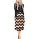 thumbnail image 1 of Vestido MISFAY para mujer, manga larga, midi, a rayas, negro, 1 of 5
