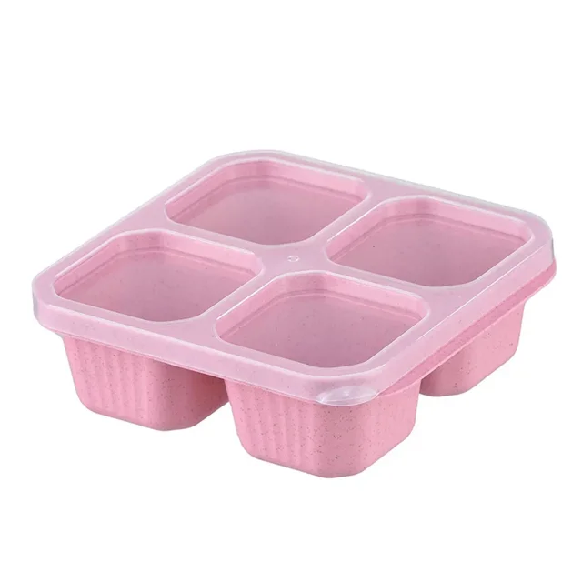 4 Grid Snack Containers Reusable Meal Prep Lunch Containers Portable for Kids and Adults Home Snack Storage Bottles Kitchen Tool Pink 1
